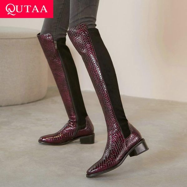 boots qutaa 2021 patchwork pu flock over the knee square toe autumn winter women shoes zipper heel long size 34-40, Black
boots qutaa 2021 patchwork pu flock over the knee square toe autumn winter women shoes zipper heel long size 34-40, Black