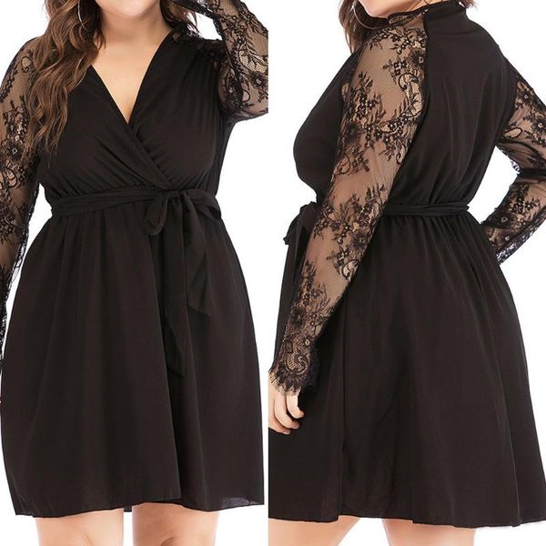 casual dresses long sleeve dress women summer plus size lace woman basic solid v-neck up ladies large sizes sukienka ves#g9, Black;gray
casual dresses long sleeve dress women summer plus size lace woman basic solid v-neck up ladies large sizes sukienka ves#g9, Black;gray