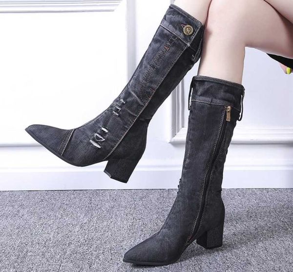 jean boots women's mid calf boot zipper high heel woman stylish jeans boots ladies denim boot female shoes, Black
jean boots women's mid calf boot zipper high heel woman stylish jeans boots ladies denim boot female shoes, Black