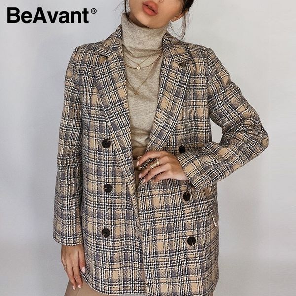 beavant elegant autumn winter plaid women blazer causal long sleeve women coat office lady tailored collar women outwear 201201, White;black
beavant elegant autumn winter plaid women blazer causal long sleeve women coat office lady tailored collar women outwear 201201, White;black