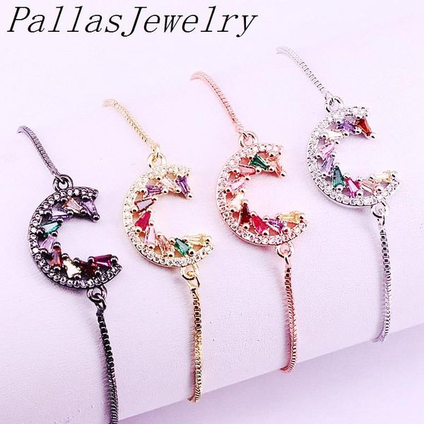 10pcs rainbow cz crescent moon shape bracelet adjustable chain charm micro multi cubic zirconia for women jewelry, Black
10pcs rainbow cz crescent moon shape bracelet adjustable chain charm micro multi cubic zirconia for women jewelry, Black