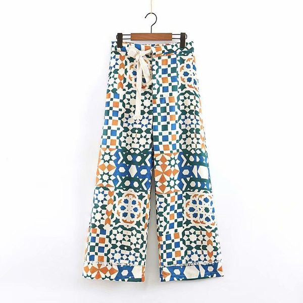 women's pants & capris est women stylish geometric print straight ankle length pleated elastic waist tie button design trousers, Black;white
women's pants & capris est women stylish geometric print straight ankle length pleated elastic waist tie button design trousers, Black;white
