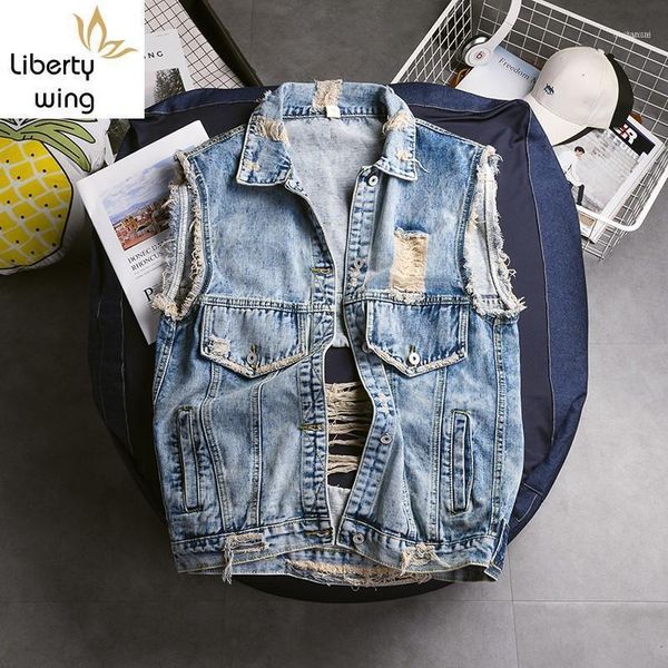 fashion men hole ripped denim sleeveless jacket vest women washed hip hop tassels cotton waistcoat streetwear coats11, Black;white
fashion men hole ripped denim sleeveless jacket vest women washed hip hop tassels cotton waistcoat streetwear coats11, Black;white