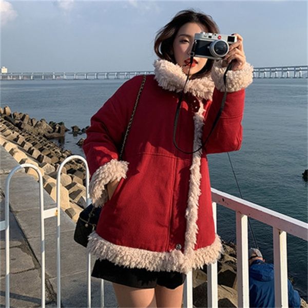 2021 women's lamb wool coat new korean winter collar zipper temperament fresh thick and cotton trending clothes p00a, Black
2021 women's lamb wool coat new korean winter collar zipper temperament fresh thick and cotton trending clothes p00a, Black