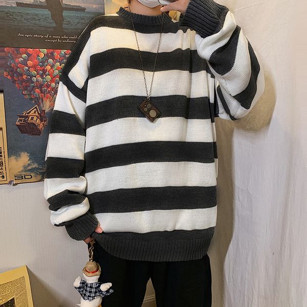 2020 autumn striped new casual jackets torn jersey knife clothes from men's wives oversized, White;black
2020 autumn striped new casual jackets torn jersey knife clothes from men's wives oversized, White;black