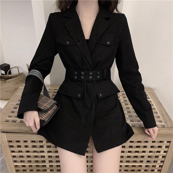 autumn new 2021 korean version looks thin and fashionable chic waist contracted simple long sleeve solid color medium long suit, Black;gray
autumn new 2021 korean version looks thin and fashionable chic waist contracted simple long sleeve solid color medium long suit, Black;gray