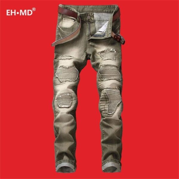 eh·md® pleated hole patch army green jeans men's cotton soft small straight high street personalized slim pants motorcycle new, Blue
eh·md® pleated hole patch army green jeans men's cotton soft small straight high street personalized slim pants motorcycle new, Blue