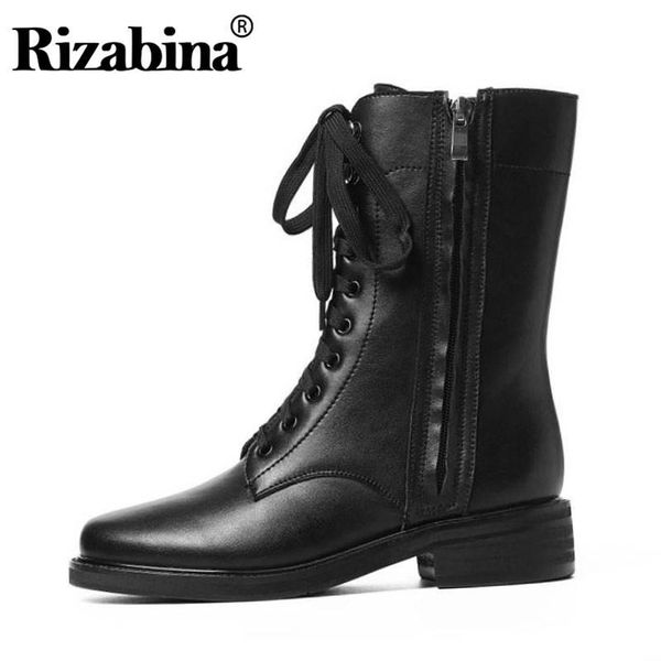 boots rizabina women half short genuine leather winter autumn flats shoes casual zipper lace up party footwear size 34-42, Black
boots rizabina women half short genuine leather winter autumn flats shoes casual zipper lace up party footwear size 34-42, Black