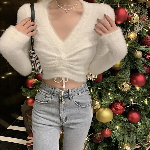 women's sweaters lucyever pleated v-neck crop sweater women elegant white faux pullover korean style basic bottoming, White;black
women's sweaters lucyever pleated v-neck crop sweater women elegant white faux pullover korean style basic bottoming, White;black