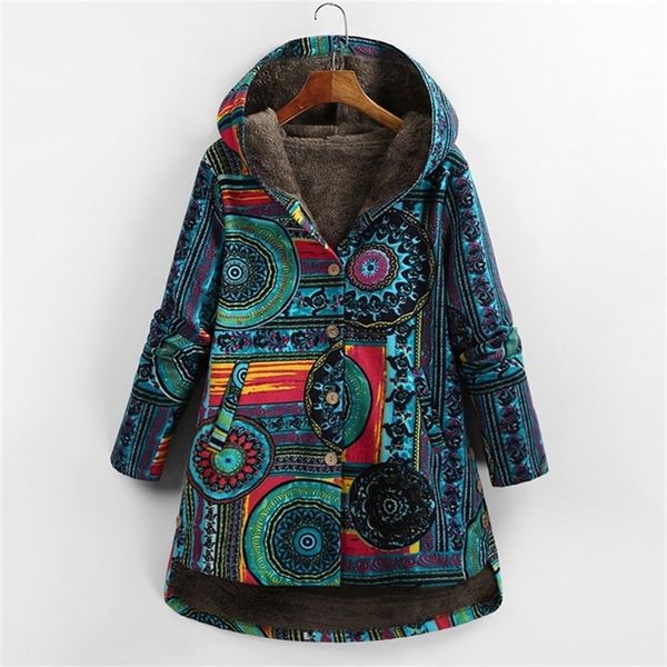 versear female jacket plush coat women windbreaker winter warm outwear floral print hooded pockets vintage oversized coats plus y201012, Black;brown
versear female jacket plush coat women windbreaker winter warm outwear floral print hooded pockets vintage oversized coats plus y201012, Black;brown