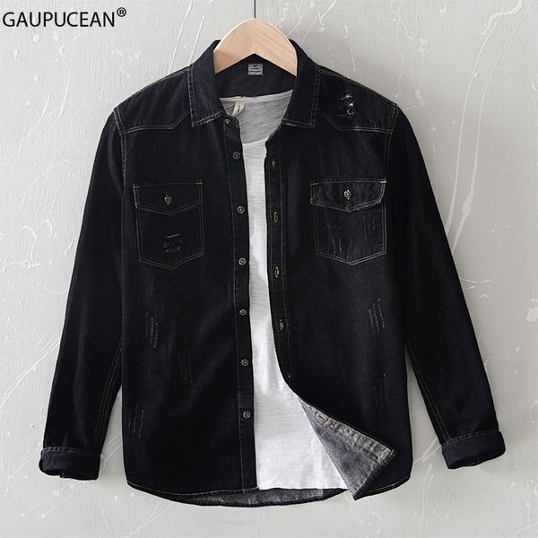 100% cotton man denim shirt thick spring autumn long sleeve male vintage fashion pockets black men jean casual cowboy shirts, White;black
100% cotton man denim shirt thick spring autumn long sleeve male vintage fashion pockets black men jean casual cowboy shirts, White;black