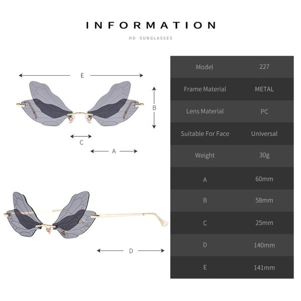 dragonfly new1pc fashion rimless sunglasses women designer clear lens steampunk glasses motorcycle accessories dropship2021
dragonfly new1pc fashion rimless sunglasses women designer clear lens steampunk glasses motorcycle accessories dropship2021