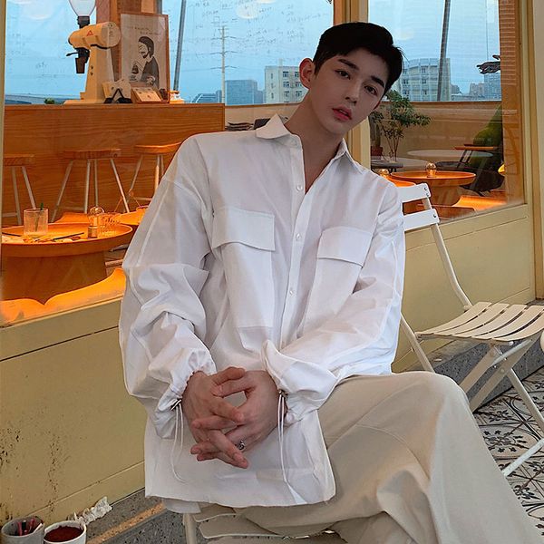 fashion new men white shirt loose and thick cuff drawstring multi pocket work long sleeve camisa hombre sale, White;black
fashion new men white shirt loose and thick cuff drawstring multi pocket work long sleeve camisa hombre sale, White;black