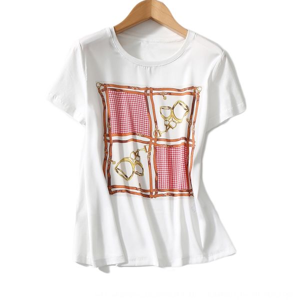 s20 style printed silk front piece back piece mercerized cotton t-shirt mercerized cotton round neck short sleeve spring and summer t-shirt, White
s20 style printed silk front piece back piece mercerized cotton t-shirt mercerized cotton round neck short sleeve spring and summer t-shirt, White