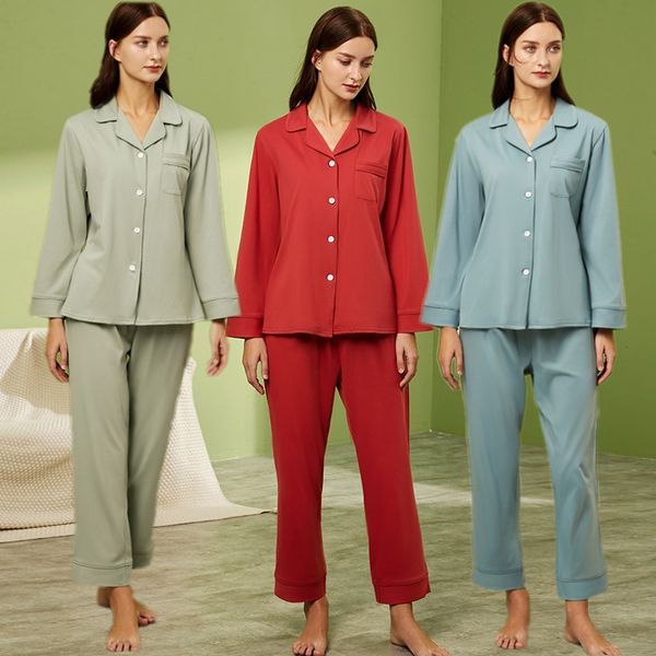 spring autumn women's homewear solid color casual lapel long sleeve pajamas sleep trousers loose large size sleeping clothes h1210, Black;red
spring autumn women's homewear solid color casual lapel long sleeve pajamas sleep trousers loose large size sleeping clothes h1210, Black;red