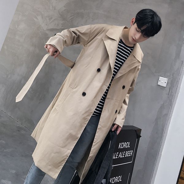 spring 2020 new lengthened solid color versatile men's loose korean fashion windbreaker, Tan;black
spring 2020 new lengthened solid color versatile men's loose korean fashion windbreaker, Tan;black