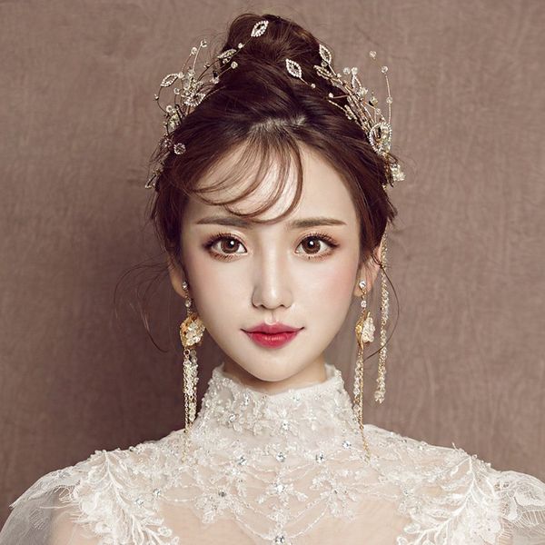 bridal headdress alloy water drill hoop korean gold super fairy beaded mori crown wedding accessories, Silver
bridal headdress alloy water drill hoop korean gold super fairy beaded mori crown wedding accessories, Silver
