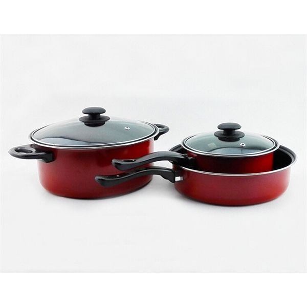 three-piece home red wok stockpot milk non-stick frying pans household restaurant cookers with lid
three-piece home red wok stockpot milk non-stick frying pans household restaurant cookers with lid