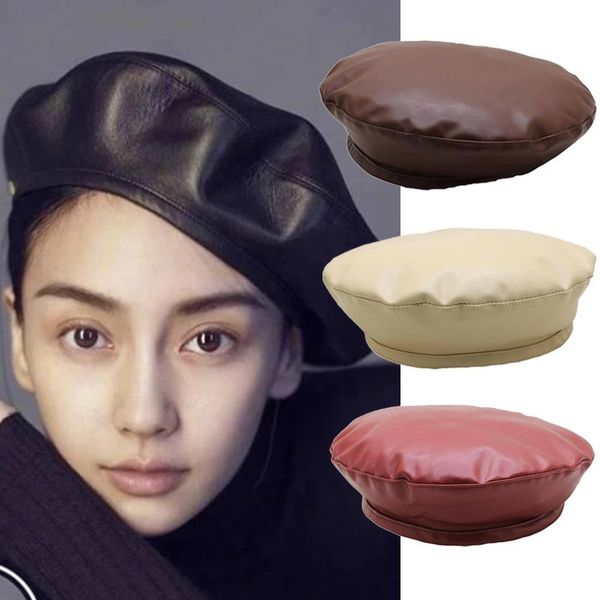 women fashion beret solid faux pu leather beret french artist warm beanie hat for spring and autumn, Blue;gray
women fashion beret solid faux pu leather beret french artist warm beanie hat for spring and autumn, Blue;gray
