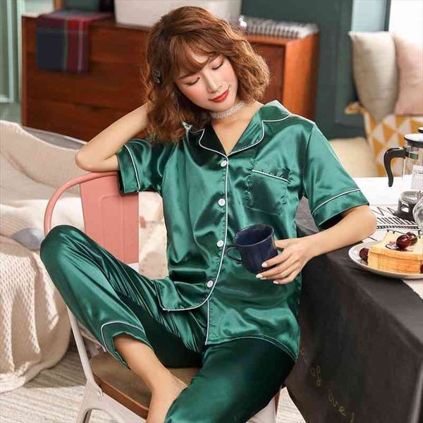 summer womens sleepwear satin pajama set short sleeve pyjamas femme cute two piece sets plus size pijamas women nightwear, Black;red
summer womens sleepwear satin pajama set short sleeve pyjamas femme cute two piece sets plus size pijamas women nightwear, Black;red