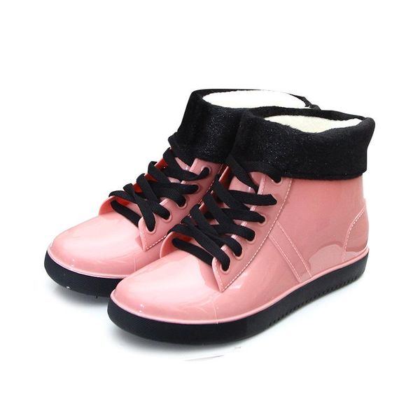 women boots pu waterproof rainboots ankle lace up colorful new arrival rain shoes girl lightness removable cover fashion shoes, Black
women boots pu waterproof rainboots ankle lace up colorful new arrival rain shoes girl lightness removable cover fashion shoes, Black