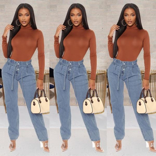 women's jeans women's belt casual high-waist -selling trousers slim straight elastic pants retro lace-up1, Blue
women's jeans women's belt casual high-waist -selling trousers slim straight elastic pants retro lace-up1, Blue