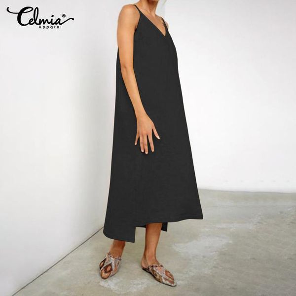 casual dresses celmia suspender halter womens v-neck sleeveless midi dress 2021 summer beach party sundress solid vestidos, Black;gray
casual dresses celmia suspender halter womens v-neck sleeveless midi dress 2021 summer beach party sundress solid vestidos, Black;gray
