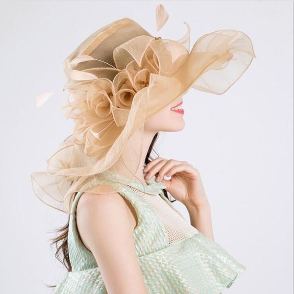 women sun fedoras hat new uv-resistant sunscreen fashion hats summer sun shade cool cap flower wedding banquet caps h6533, Blue;gray
women sun fedoras hat new uv-resistant sunscreen fashion hats summer sun shade cool cap flower wedding banquet caps h6533, Blue;gray
