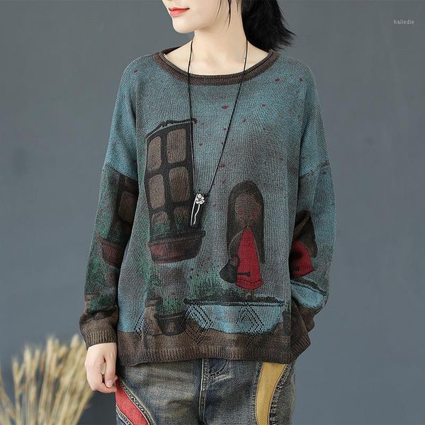 women sweater autumn knitting large size loose pullovers 2020 new ladies retro o-neck long-sleeved character casual sweater1, White;black
women sweater autumn knitting large size loose pullovers 2020 new ladies retro o-neck long-sleeved character casual sweater1, White;black