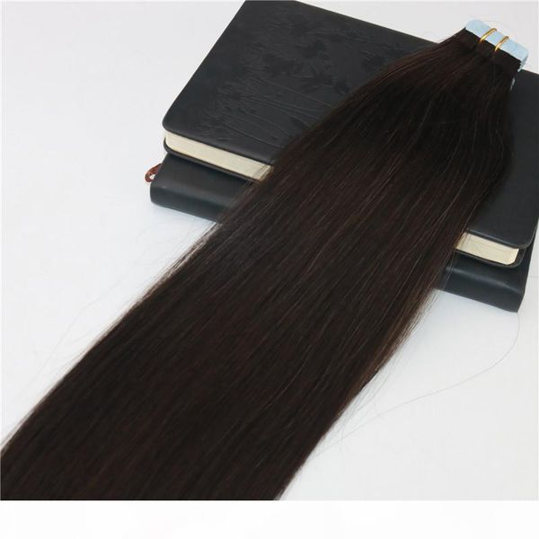 double drawn tape in human hair extensions #2 darkest brown skin weft remy virgin tape on hair extensions salon professional pu tape ins, Black
double drawn tape in human hair extensions #2 darkest brown skin weft remy virgin tape on hair extensions salon professional pu tape ins, Black