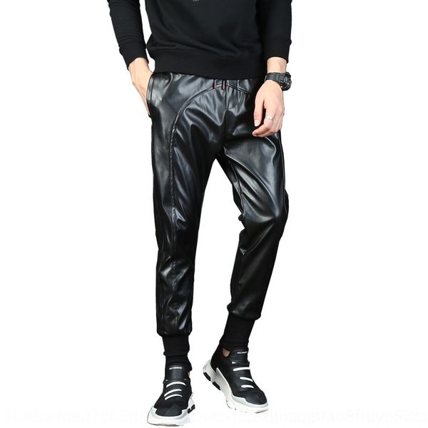 tbtcu waist men's elastic leather leather korean-style slim-fit fashionable motorcycle stitching elastic waist ankle-tied pants harem p, Blue
tbtcu waist men's elastic leather leather korean-style slim-fit fashionable motorcycle stitching elastic waist ankle-tied pants harem p, Blue