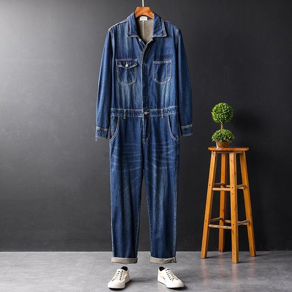 men's jeans european and american fashion brand denim jumpsuits retro loose work clothes long sleeve, Blue
men's jeans european and american fashion brand denim jumpsuits retro loose work clothes long sleeve, Blue