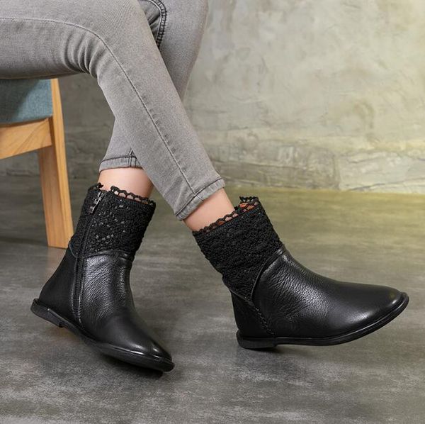 autumn and winter style boots retro handmade leather fashion knitted stitching flat ladies short, Black
autumn and winter style boots retro handmade leather fashion knitted stitching flat ladies short, Black