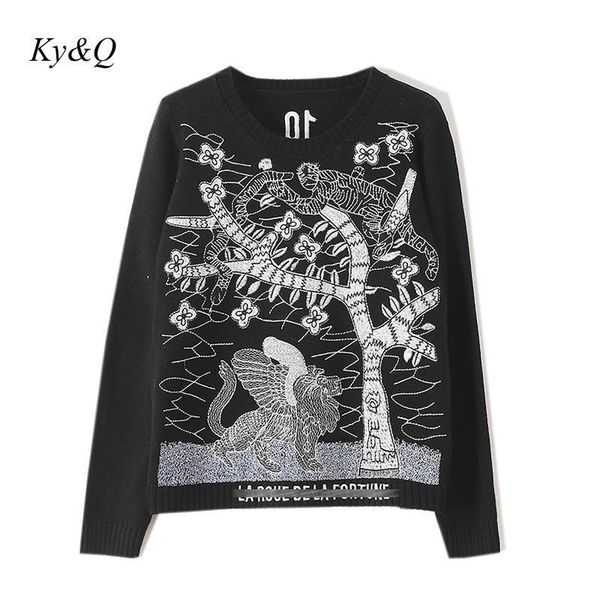 spring new women pullover runway brand loose jacquard jungle tiger pattern embroidery luxury o-neck sweater clothes y200910, White;black
spring new women pullover runway brand loose jacquard jungle tiger pattern embroidery luxury o-neck sweater clothes y200910, White;black