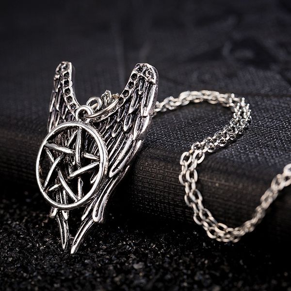 china new factory tv surranding jewelry film television trendy evil force super nature angel wings star amulet hip hop punk men necklace, Silver
china new factory tv surranding jewelry film television trendy evil force super nature angel wings star amulet hip hop punk men necklace, Silver