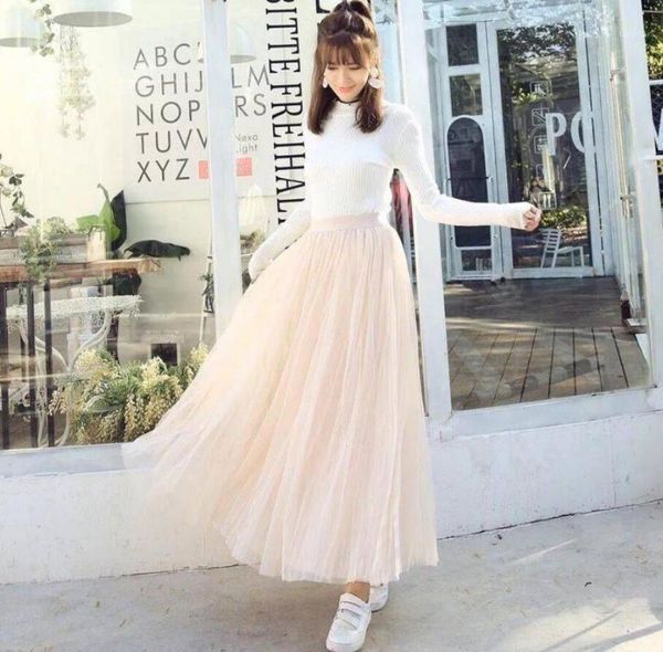 spring summer vintage skirts womens elastic high waist tulle mesh skirt long pleated tutu skirt female jupe longue1, Black
spring summer vintage skirts womens elastic high waist tulle mesh skirt long pleated tutu skirt female jupe longue1, Black