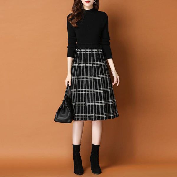 women autumn in standard plaid or crocheted long sleeve elegant fine woman knitted sweater dress r497 xqsx, Black;gray
women autumn in standard plaid or crocheted long sleeve elegant fine woman knitted sweater dress r497 xqsx, Black;gray