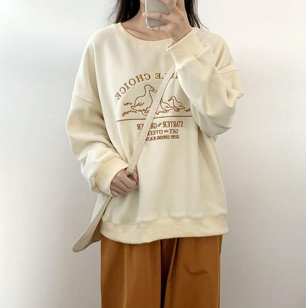 cute duck plus velvet warm embroidery round neck pullover sweatshirt women y1106, Black
cute duck plus velvet warm embroidery round neck pullover sweatshirt women y1106, Black