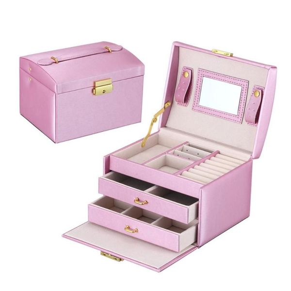 jewelry pouches, bags pu leather box three-layer double drawer princess storage fashion beautiful 2021, Pink;blue
jewelry pouches, bags pu leather box three-layer double drawer princess storage fashion beautiful 2021, Pink;blue
