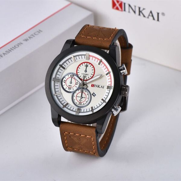 men's leisure sports watch quartz movement with calendar large dial fashion belt watch, Slivery;brown
men's leisure sports watch quartz movement with calendar large dial fashion belt watch, Slivery;brown
