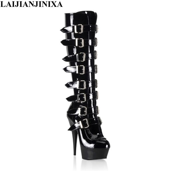 laijianjinxia new buckle black knee-high boots women 15cm super high-heeled star fashion stage boots female red/white y200723
laijianjinxia new buckle black knee-high boots women 15cm super high-heeled star fashion stage boots female red/white y200723