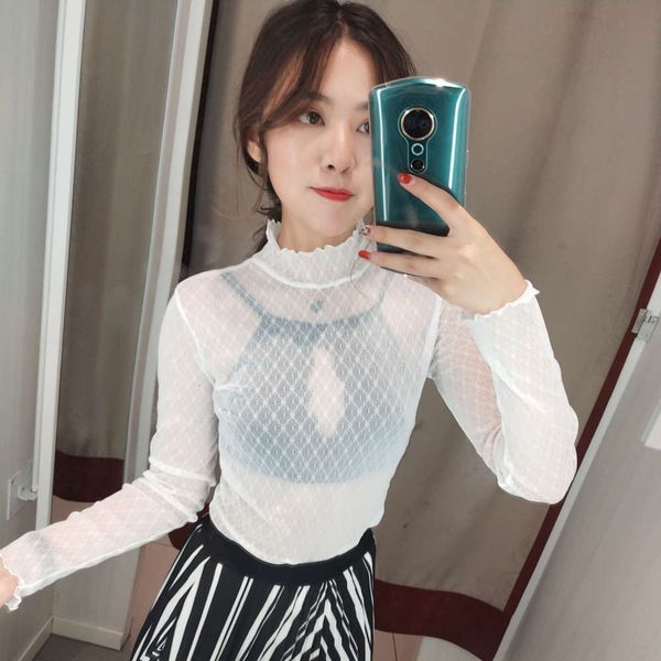 2021 spring and summer new women's clothing sweet lady style small stand collar curled hook lace perspective bottoming blouse, White
2021 spring and summer new women's clothing sweet lady style small stand collar curled hook lace perspective bottoming blouse, White
