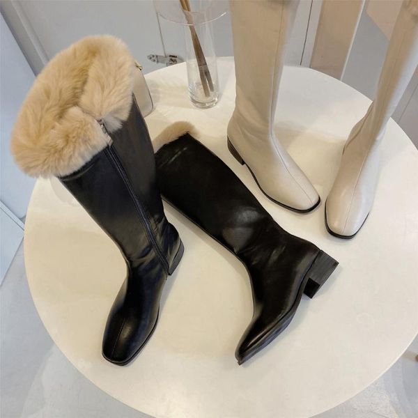 women's boots winter genuine leather knee-high round toe fashion keep warm long boots fur zipper shoes, Black
women's boots winter genuine leather knee-high round toe fashion keep warm long boots fur zipper shoes, Black