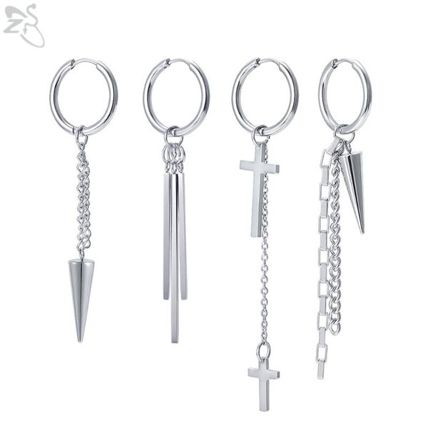 zs 1 pair korean kpop dangle earring stainless steel hoop ear piercing hip hop cone cross tassel drop earrings jewelry pendiente, Silver
zs 1 pair korean kpop dangle earring stainless steel hoop ear piercing hip hop cone cross tassel drop earrings jewelry pendiente, Silver