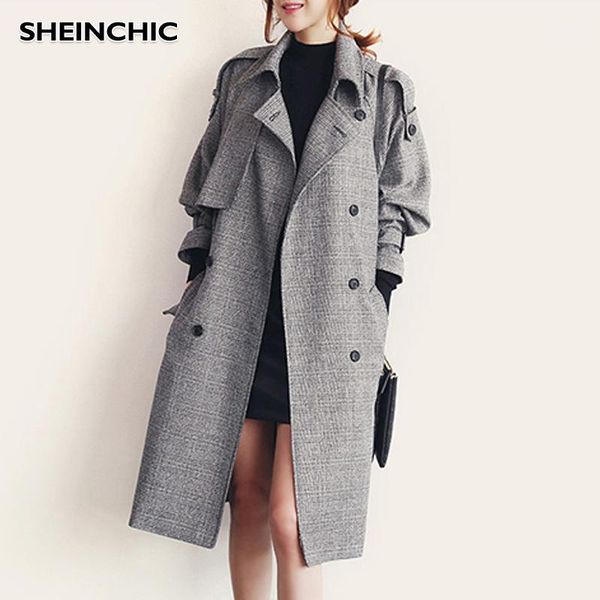 korean new autumn wolen long coat england style large size xxl coat double-breasted gray plaid ladies windbreaker1, Black
korean new autumn wolen long coat england style large size xxl coat double-breasted gray plaid ladies windbreaker1, Black