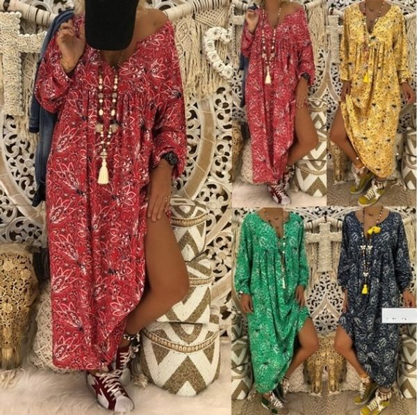 women's casual loose v-neck skirt skirt long skirtsleeve printed dress oversized long dress y1006 cqedi, Black;gray
women's casual loose v-neck skirt skirt long skirtsleeve printed dress oversized long dress y1006 cqedi, Black;gray