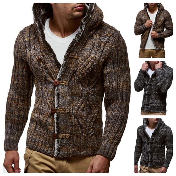 men's sweaters european and american men's thick wool inner fleece hooded sweater cardigan coat, White;black
men's sweaters european and american men's thick wool inner fleece hooded sweater cardigan coat, White;black