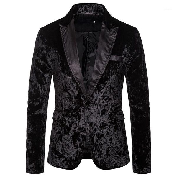 shiny black velvet nightclub blazer jacket men brand single button slim fit mens suit blazer jackets party stage clothes for singers1, White;black
shiny black velvet nightclub blazer jacket men brand single button slim fit mens suit blazer jackets party stage clothes for singers1, White;black