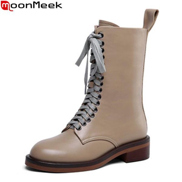 boots moonmeek 2021 arrival fashion women genuine leather med heels round toe lace up ankle ladies shoes, Black
boots moonmeek 2021 arrival fashion women genuine leather med heels round toe lace up ankle ladies shoes, Black