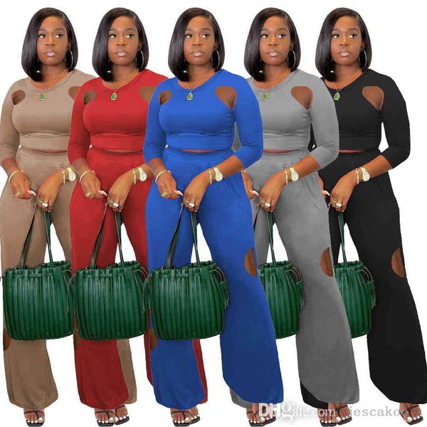 2022 autumn women two piece pants outfits designer solid color hollow out shoulder with loose leg trouser fashion sweatsuit, White
2022 autumn women two piece pants outfits designer solid color hollow out shoulder with loose leg trouser fashion sweatsuit, White